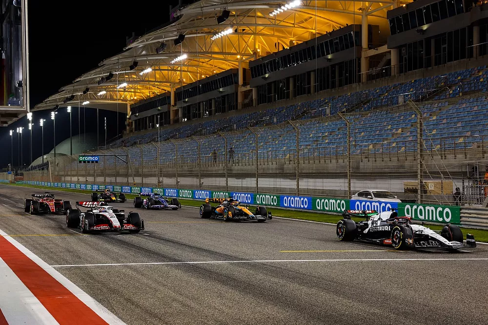 Nyck de Vries, AlphaTauri AT04, Nico Hulkenberg, Haas VF-23 and Oscar Piastri, McLaren MCL60