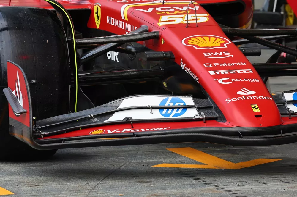 Detalle del aler&oacute;n delantero del Ferrari SF-24