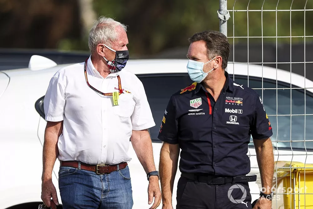 Helmut Marko, consultor de Red Bull Racing y Christian Horner, Team Principal, Red Bull Racing 