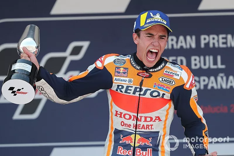 Podium : le vainqueur Marc Márquez, Repsol Honda Team