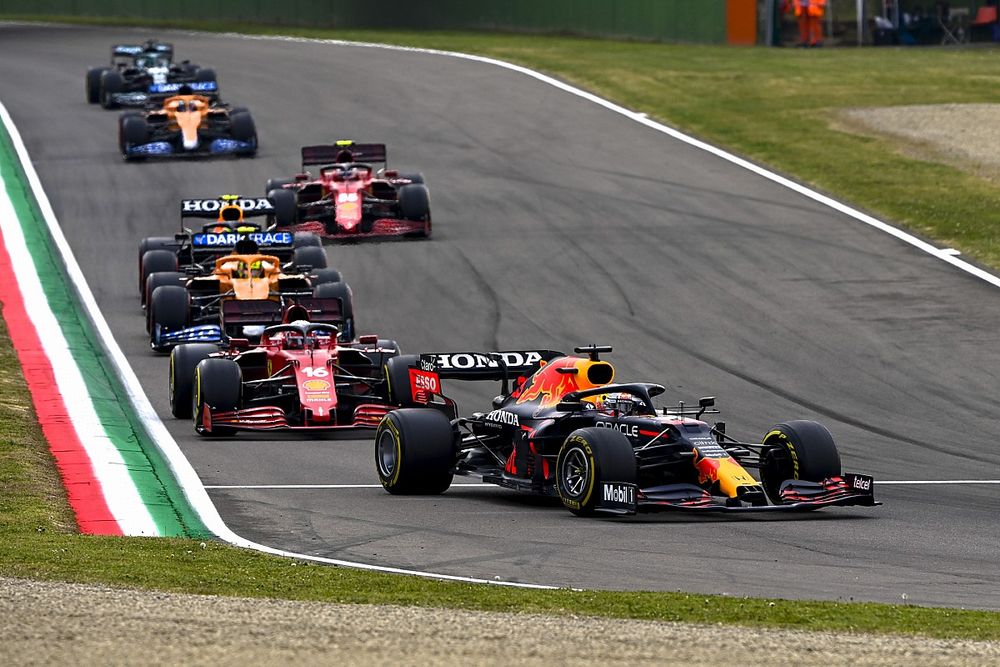 Max Verstappen, Red Bull Racing RB16B, Charles Leclerc, Ferrari SF21, Lando Norris, McLaren MCL35M, Sergio P&eacute;rez, Red Bull Racing RB16B, Carlos Sainz Jr., Ferrari SF21, Daniel Ricciardo, McLaren MCL35M, Lance Stroll, Aston Martin AMR21