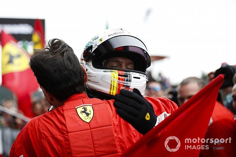 Sebastian Vettel, Ferrari, tras la victoria