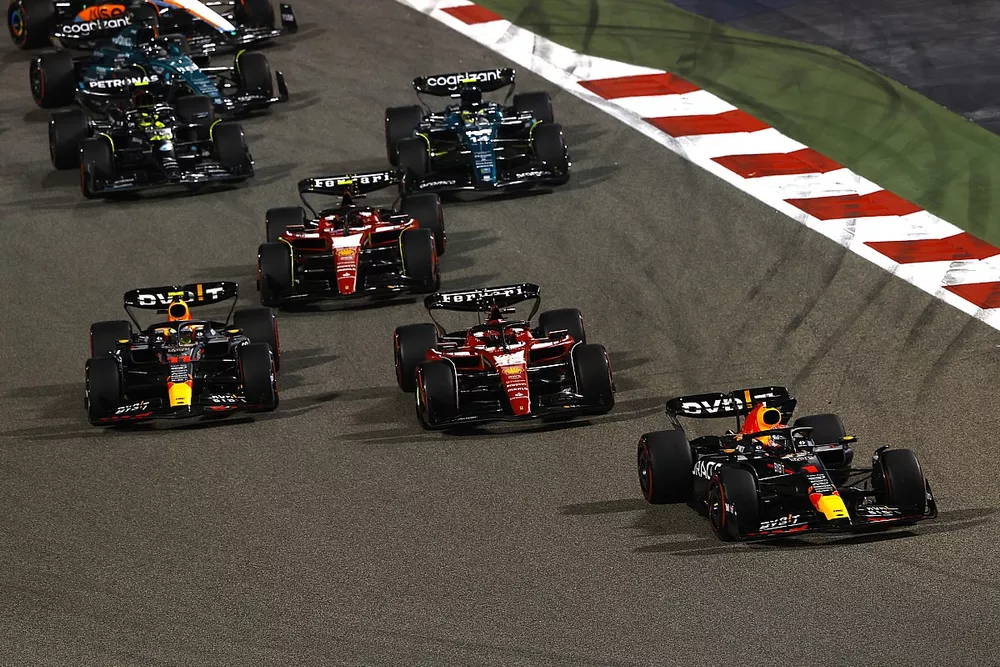 Max Verstappen, Red Bull Racing RB19, Charles Leclerc, Ferrari SF-23, Sergio P&eacute;rez, Red Bull Racing RB19, Carlos Sainz, Ferrari SF-23, Fernando Alonso, Aston Martin AMR23