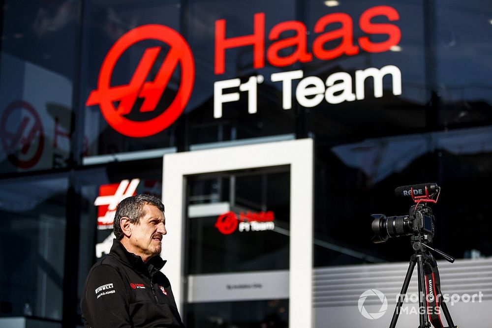 Guenther Steiner, Team Principal, Haas F1 speaks to the media