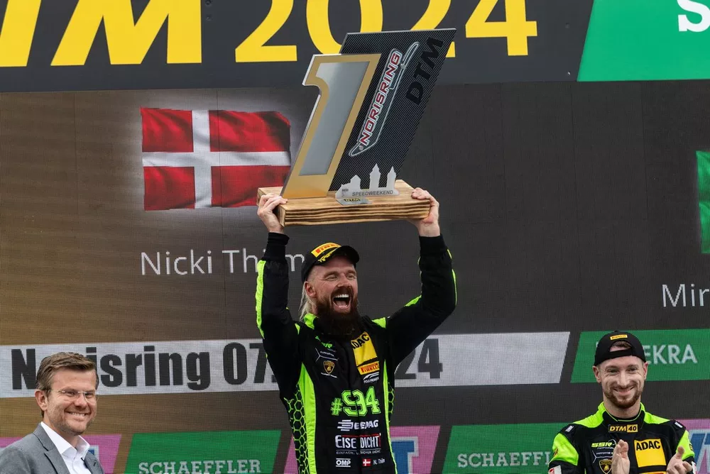 Podium: Race winner Nicki Thiim, SSR Performance