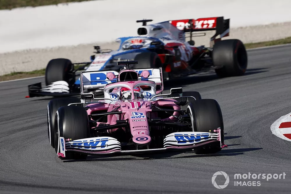 Sergio Perez, Racing Point RP20 et George Russell, Williams FW43 
