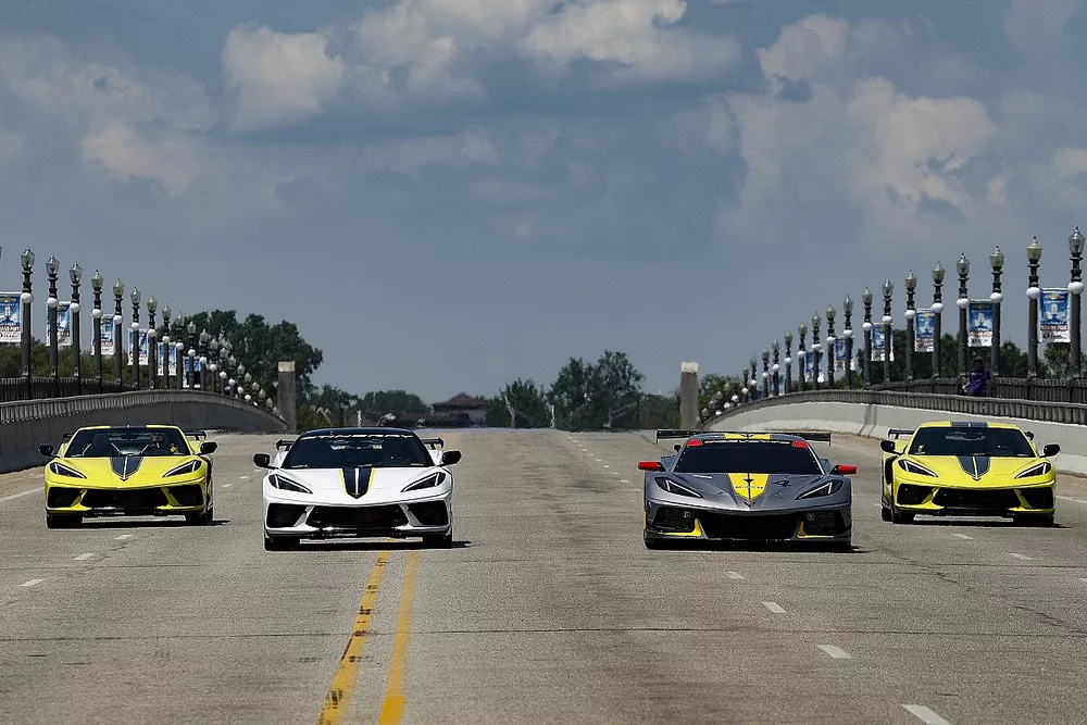 IMSA edition Corvettes on Belle Isle Bridge