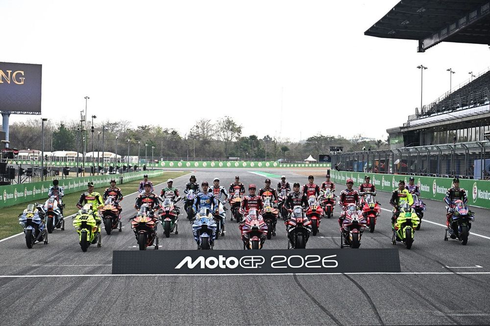 MotoGP riders pose for a group photo