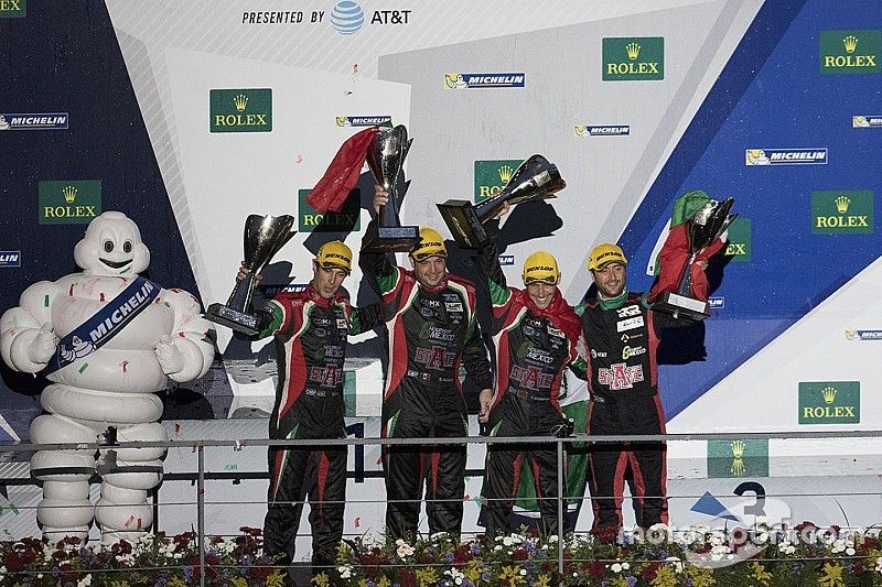 Podio LPM2: Ganador de la carrera Ricardo González, Filipe Albuquerque, Bruno Senna RGR Sport by Mor