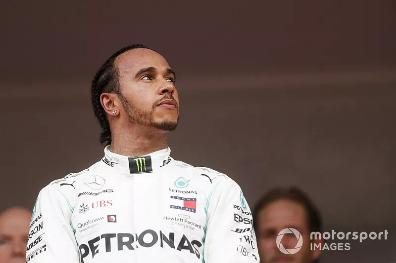 Race Winner Lewis Hamilton, Mercedes AMG F1 on the podium 