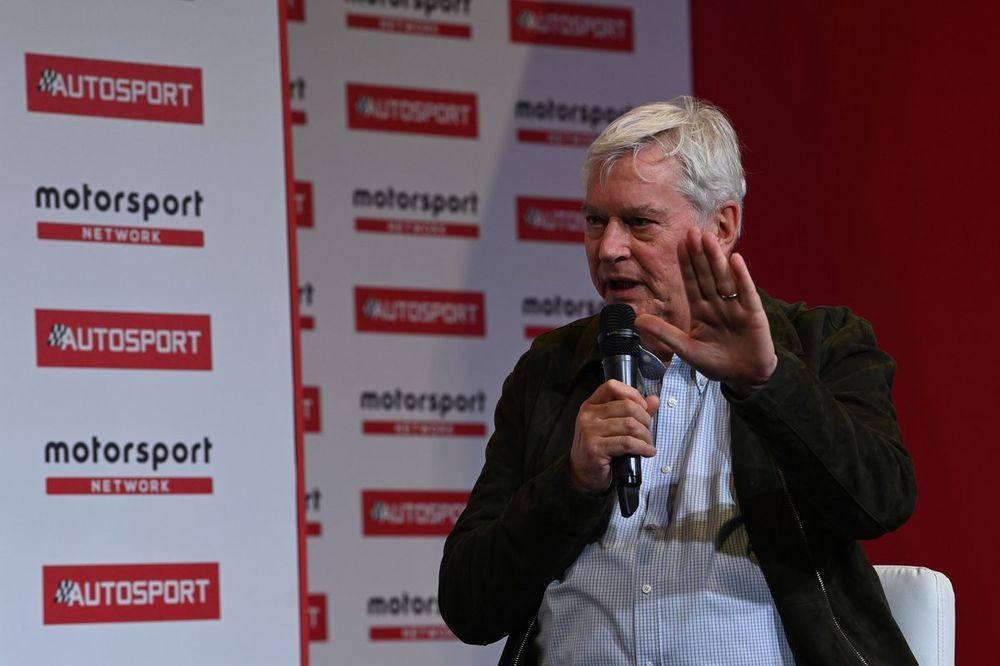 Pat Symonds, is interviewed on the Autosport main stage