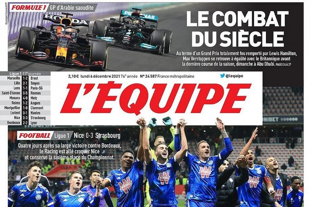 L'equipe repercute Verstappen x Hamilton