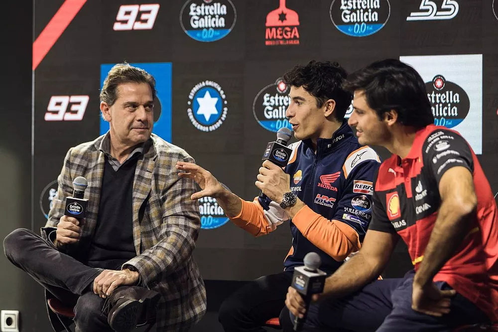 Marc M&aacute;rquez, Carlos Sainz, Ignacio Rivera, Estrella Galicia 0,0