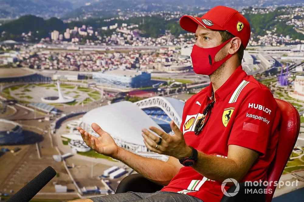 Sebastian Vettel, Ferrari in the press conference
