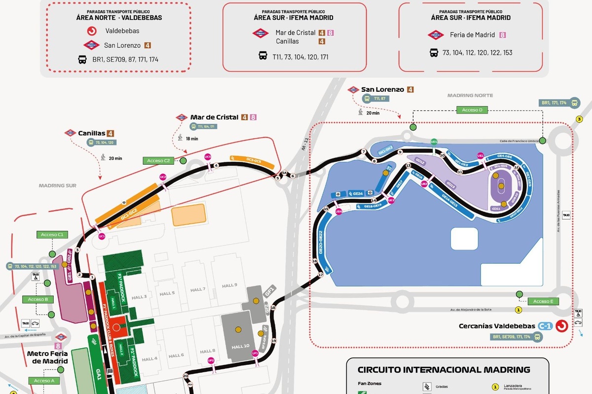 Así se llegará a MADRING para el GP de España de F1: accesos, Metro, Cercanías, buses y cortes