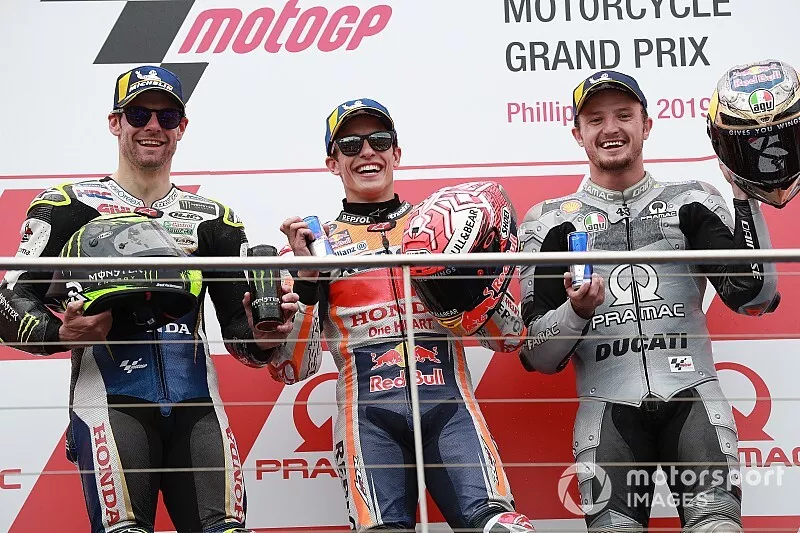 Podium: race winner Marc Marquez, Repsol Honda Team, second place Cal Crutchlow, Team LCR Honda, third place Jack Miller, Pramac Racing

