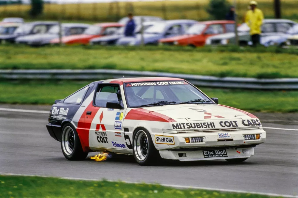 Dave Brodie, Mitsubishi Starion turbo spouts flame on the overrun.