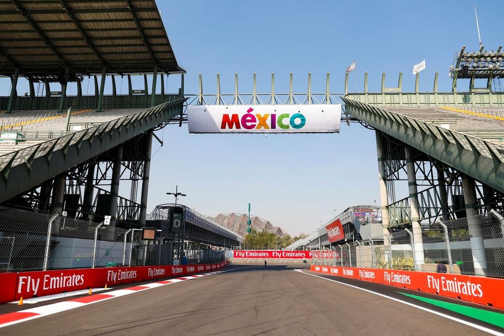 Mexico signage on a bridge over the circuit's stadium section