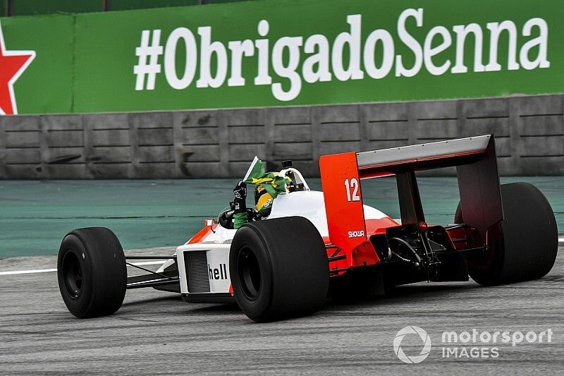 Bruno Senna drives the McLaren MP4/4