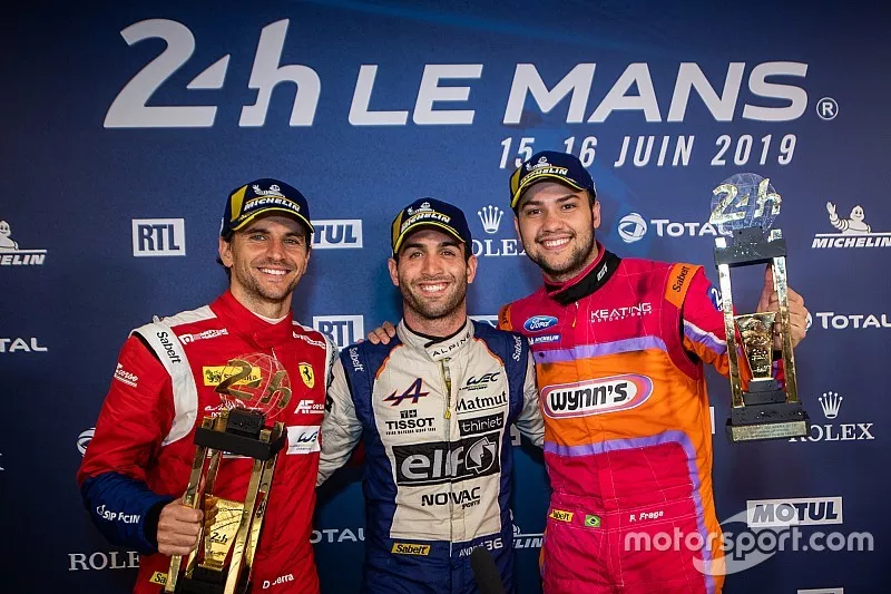 Daniel Serra, Andr&eacute; Negr&atilde;o e Felipe Fraga, vencedores das 24 Horas de Le Mans