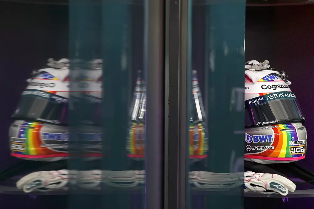 The helmet of Sebastian Vettel, Aston Martin
