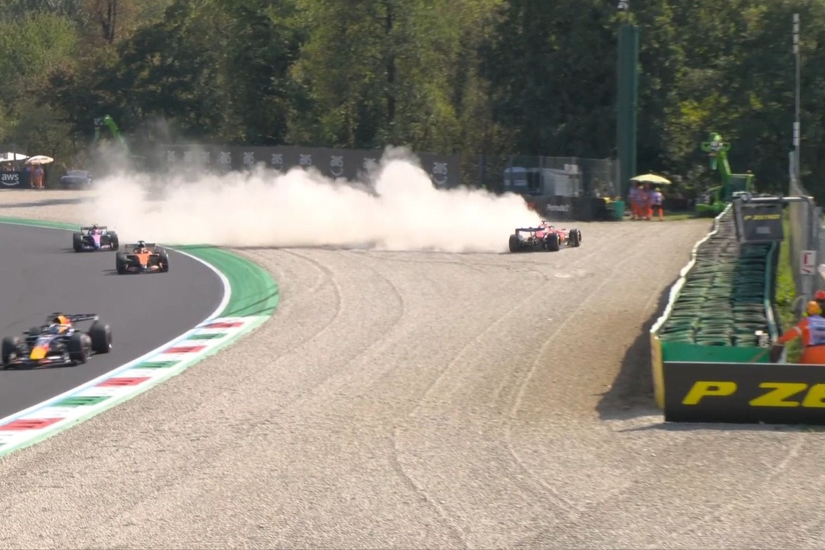 Vídeo: ¡fuerte accidente de Leclerc en Monza y bandera roja!