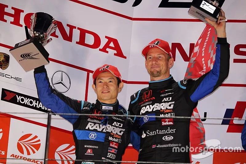 Podium: second place #1 Kunimitsu Honda NSX GT: Jenson Button, Naoki Yamamoto
