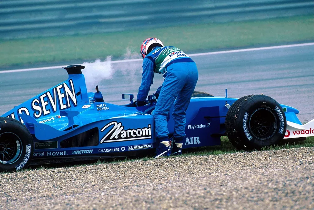 Jenson Button, Benetton, contraint &agrave; l'abandon