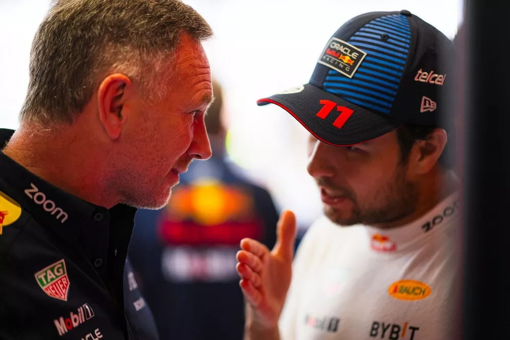 Christian Horner, teambaas Red Bull Racing, Sergio Perez, Red Bull Racing