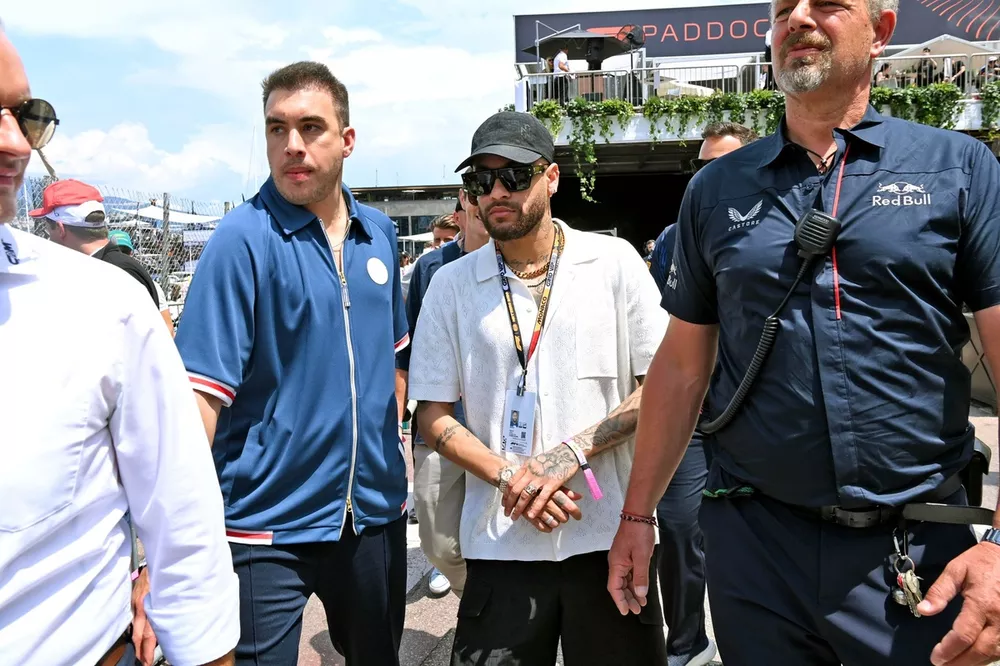 Paris St Germain player Neymar Junior on the grid
