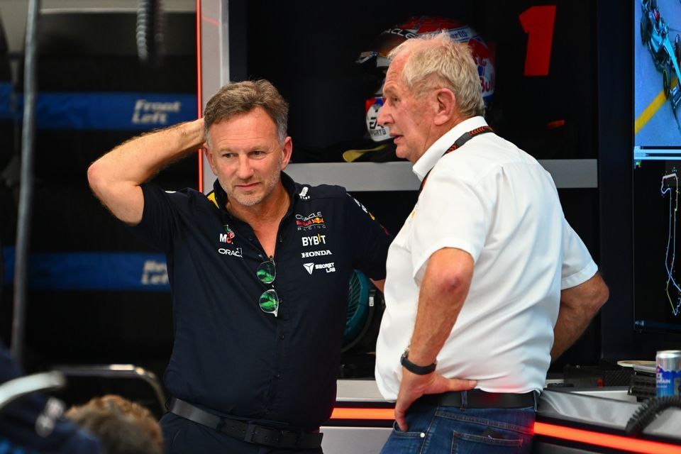 Christian Horner, director de Red Bull Racing y Helmut Marko, asesor de Red Bull Racing