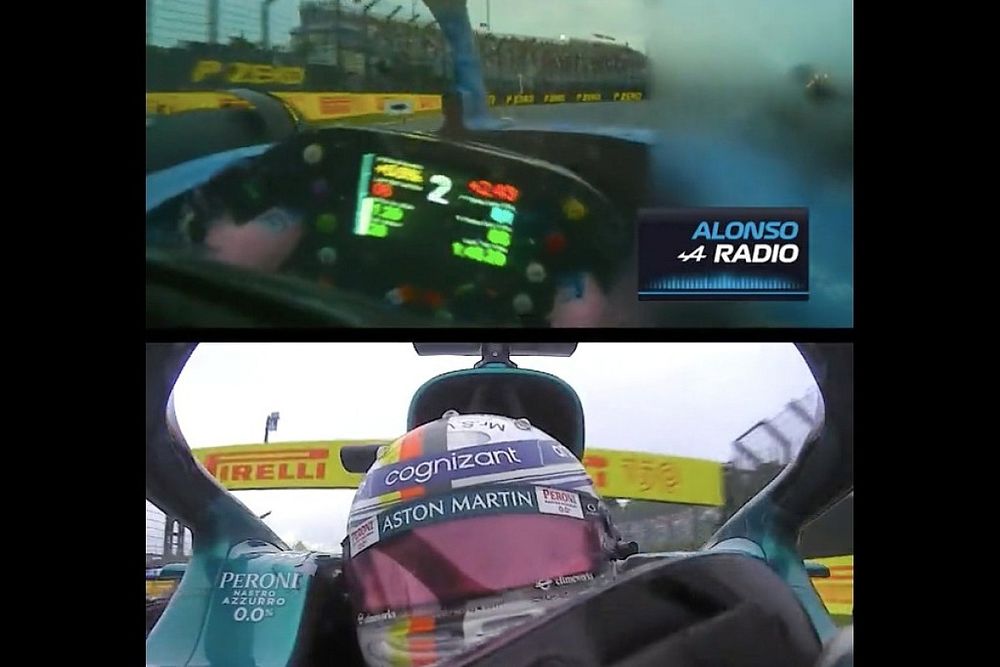 Fernando Alonso, Apine vs Sebastian Vettel, Aston Martin, camara on board