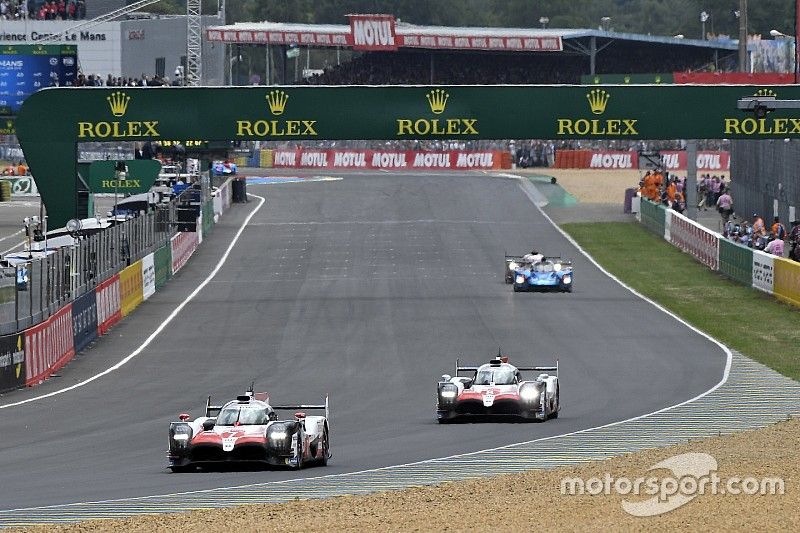 #7 Toyota Gazoo Racing Toyota TS050: Mike Conway, Kamui Kobayashi, Jose Maria Lopez #8 Toyota Gazoo Racing Toyota TS050: Sébastien Buemi, Kazuki Nakajima, Fernando Alonso