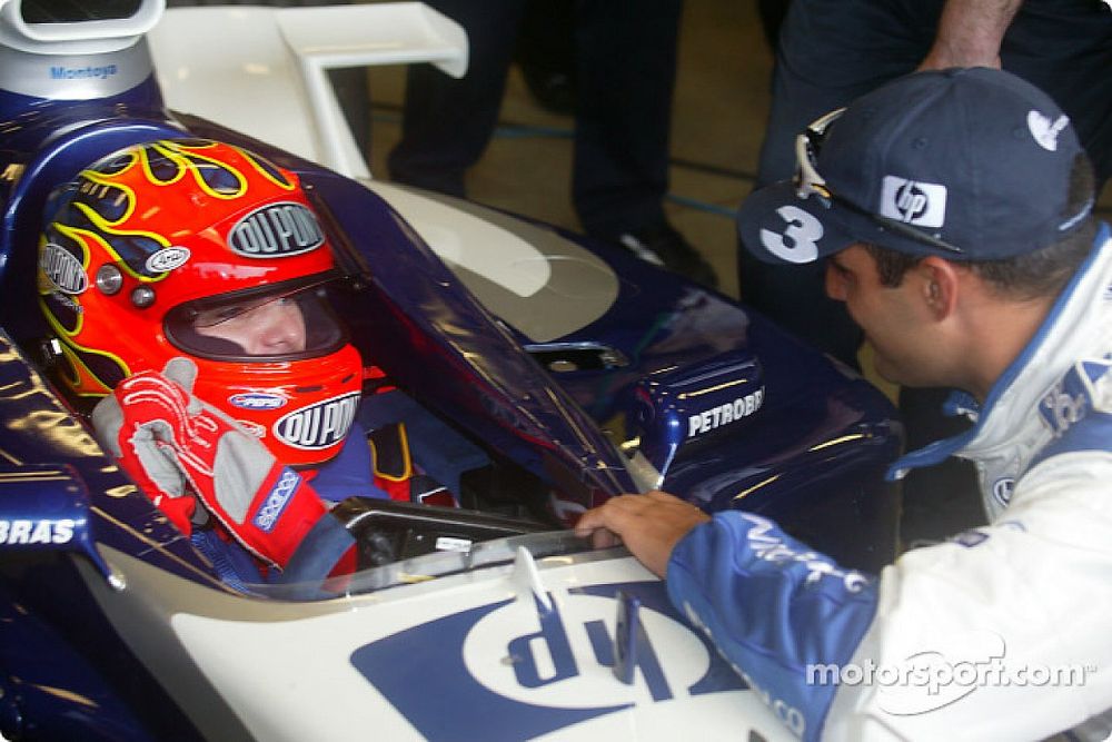 Jeff Gordon, Williams-BMW FW24 y  Juan Pablo Montoya