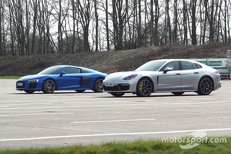 Гібридний Porsche Panamera проти атмосферного Audi R8 у драг-битві