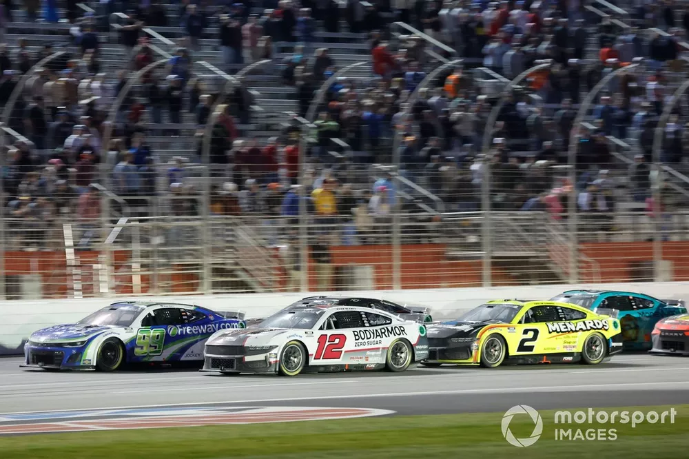 Ryan Blaney, Team Penske, BodyArmor Zero Sugar Ford Mustang Austin Cindric, Team Penske, Menards/Knauf Insulation Ford Mustang Daniel Suarez, Trackhouse Racing, Freeway Insurance Chevrolet Camaro