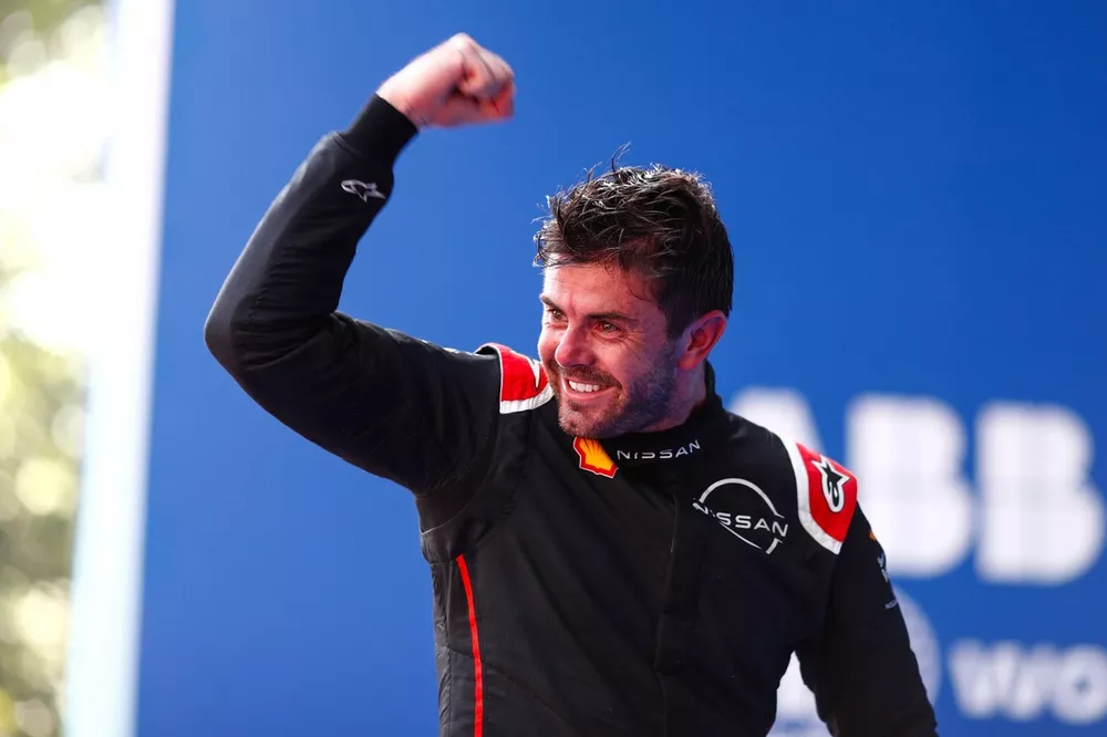 Norman Nato, Nissan Formula E Team, 2nd position, arrives on the podium