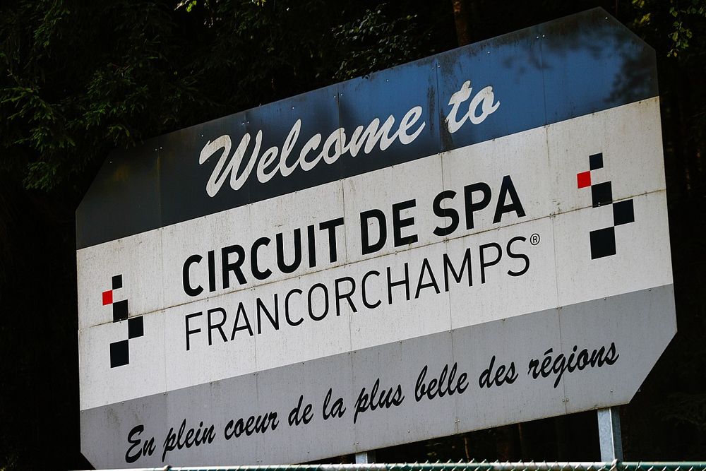 A "Welcome to Circuit de Spa-Francorchamps" sign