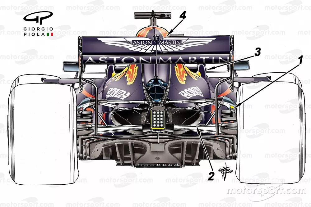 Detalle de la suspensi&oacute;n trasera del Red Bull Racing RB16