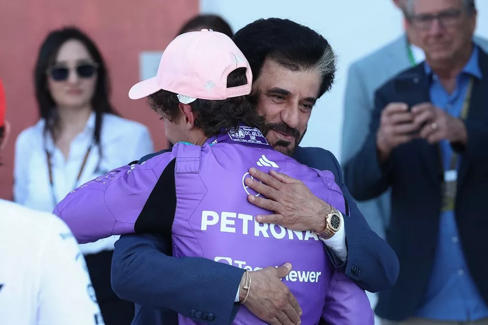 FIA President Mohammed Ben Sulayem, Andrea Kimi Antonelli, Mercedes