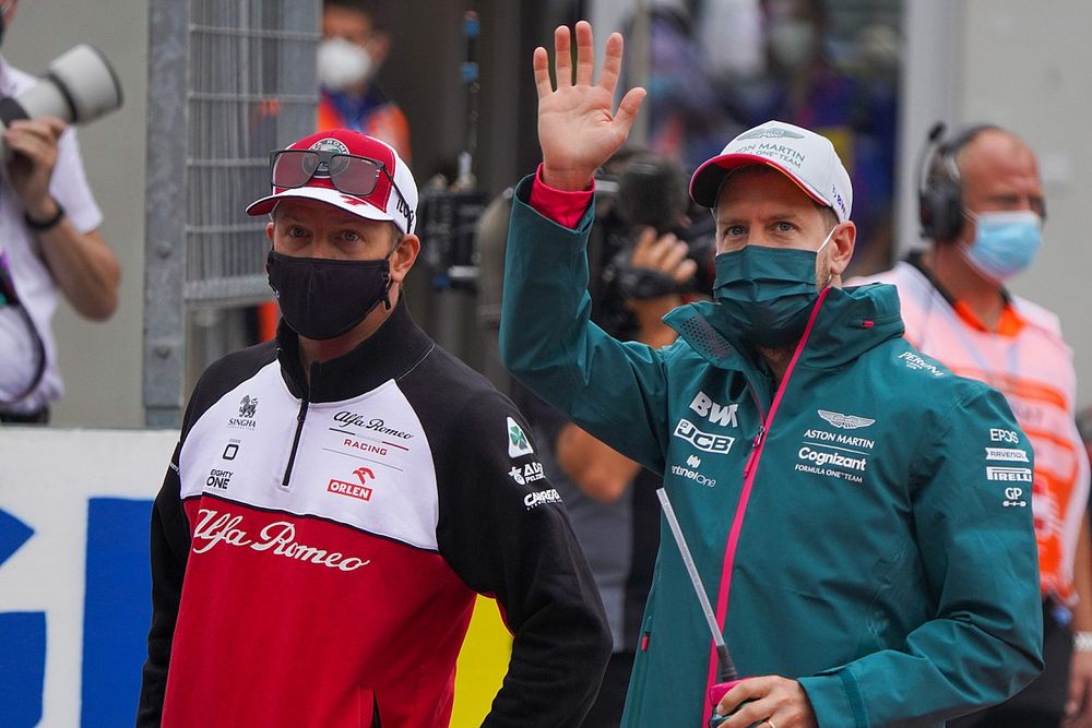 Kimi Raikkonen, Alfa Romeo Racing, Sebastian Vettel, Aston Martin