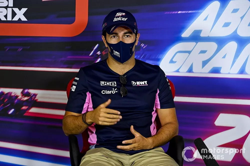 Sergio Perez, Racing Point in the press conference 