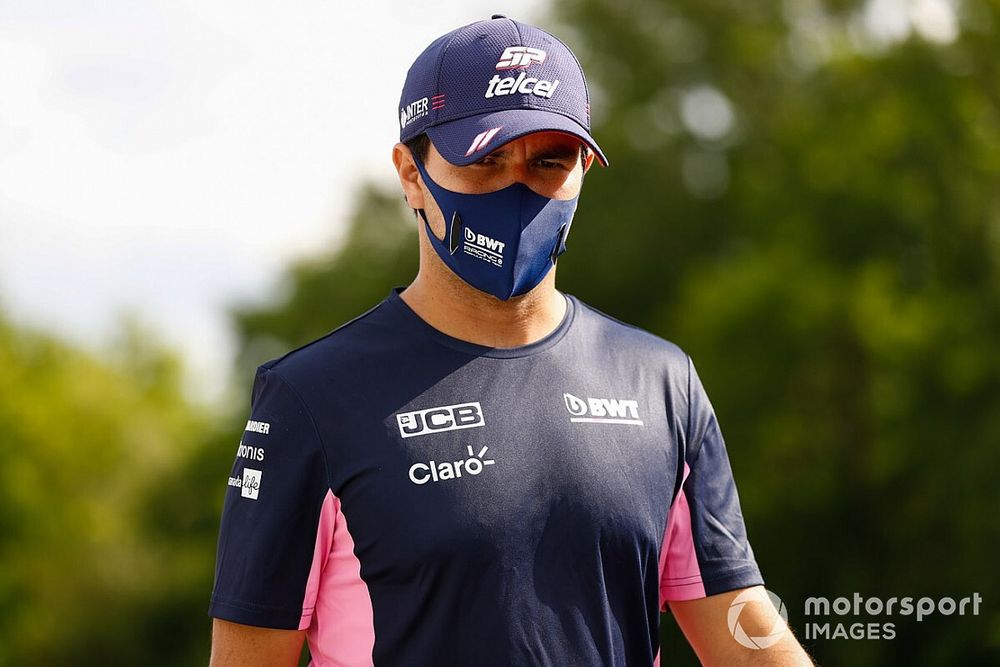 Sergio Perez, Racing Point, walks the track