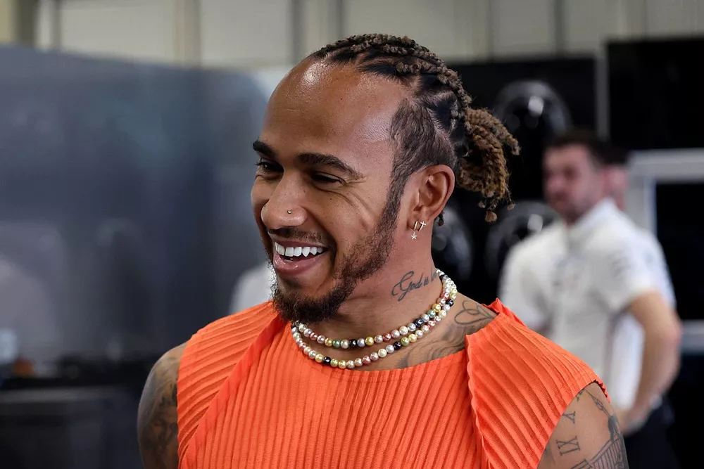 Lewis Hamilton, Mercedes-AMG, in the garage