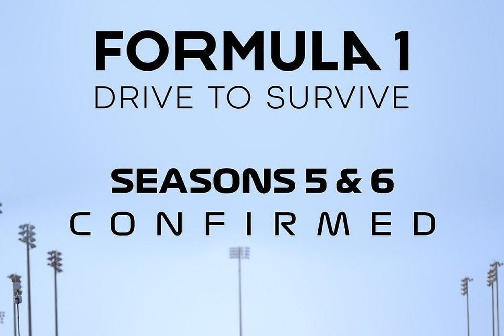 Cartel del anuncio de confirmación de Drive to Survive temporada 5 y 6