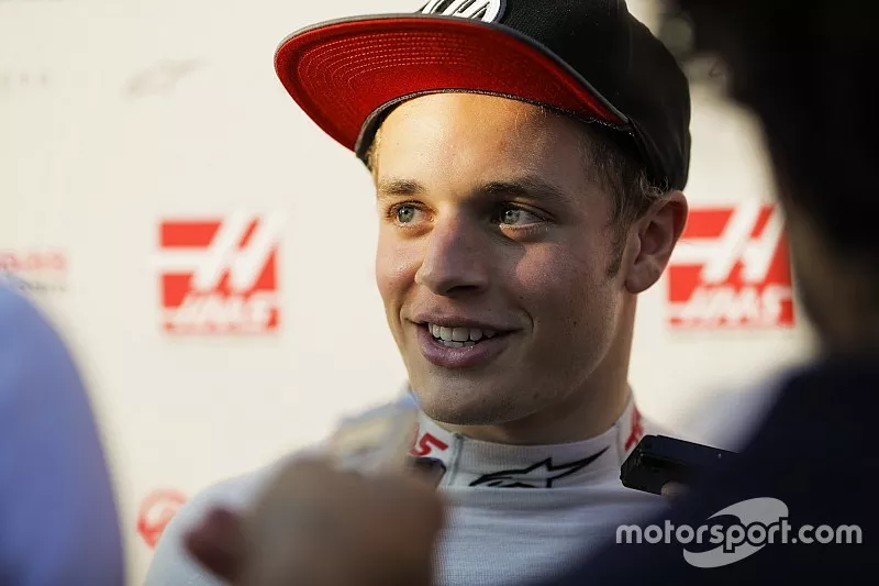 Santino Ferrucci , Haas F1 Team, talking to the press