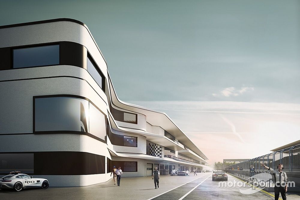 El pitlane del circuito de Rio (simulaci&oacute;n)