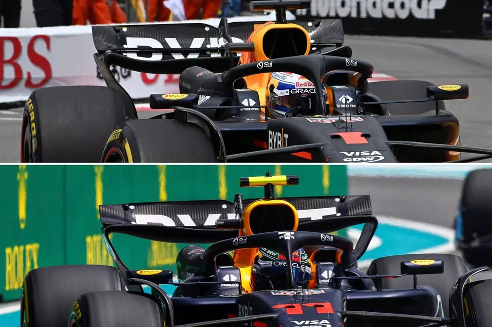 Comparaci&oacute;n del aler&oacute;n trasero del Red Bull RB20