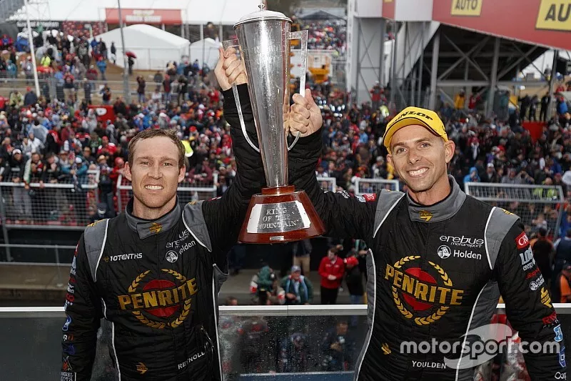 Race winners David Reynolds, Luke Youlden, Erebus Motorsport Holden with the trophy