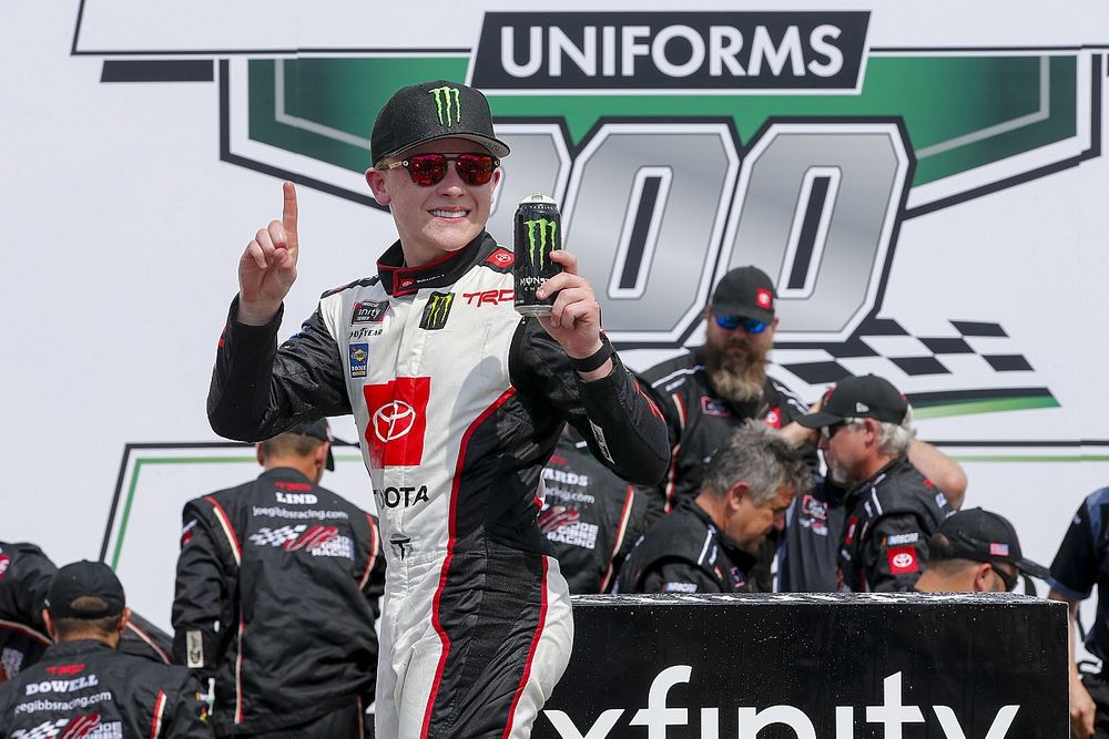 Race winner Ty Gibbs, Joe Gibbs Racing, Toyota Supra